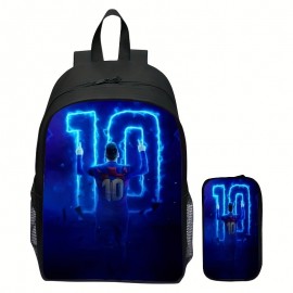 2pcs New Printed Student Backpack With Pencil Case Set, For Boys And Girls, Casual Outdoor Large Capacity Backpack Set
