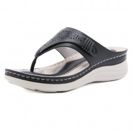 Women's Wedge Flip Flops, Open Toe Soft Sole Arch Support Slides Shoes, Comfortable Casual Slides