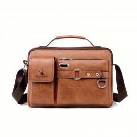 1pc Men's PU Leather Shoulder Bag, Crossbody Official Shoulder Bag