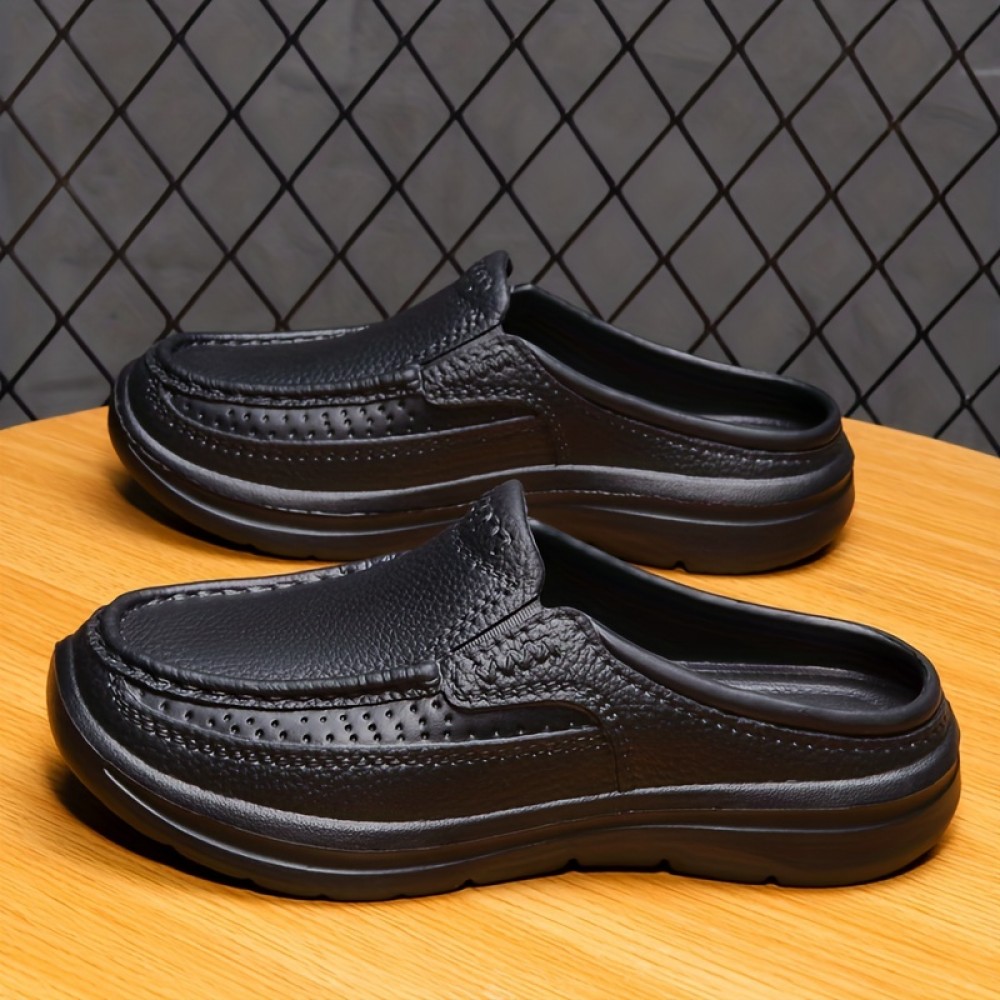 Men's Slip-on Mules, Casual Walking Slippers Outdoor, Backless Loafers, Comfy Open Back Shoes