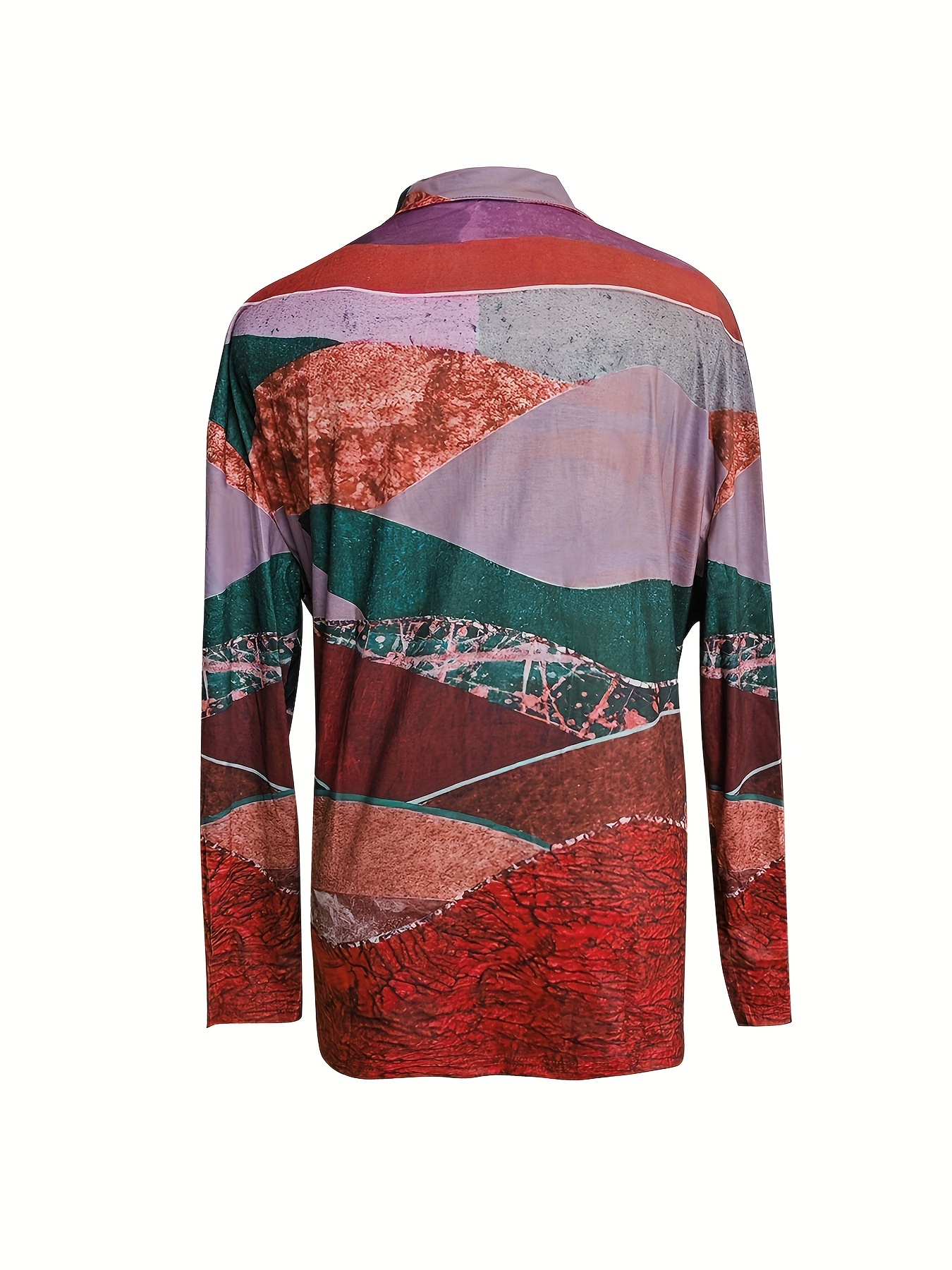 graphic print zipper v neck t shirt vintage geometric loose long sleeve summer t shirts tops womens clothing details 4