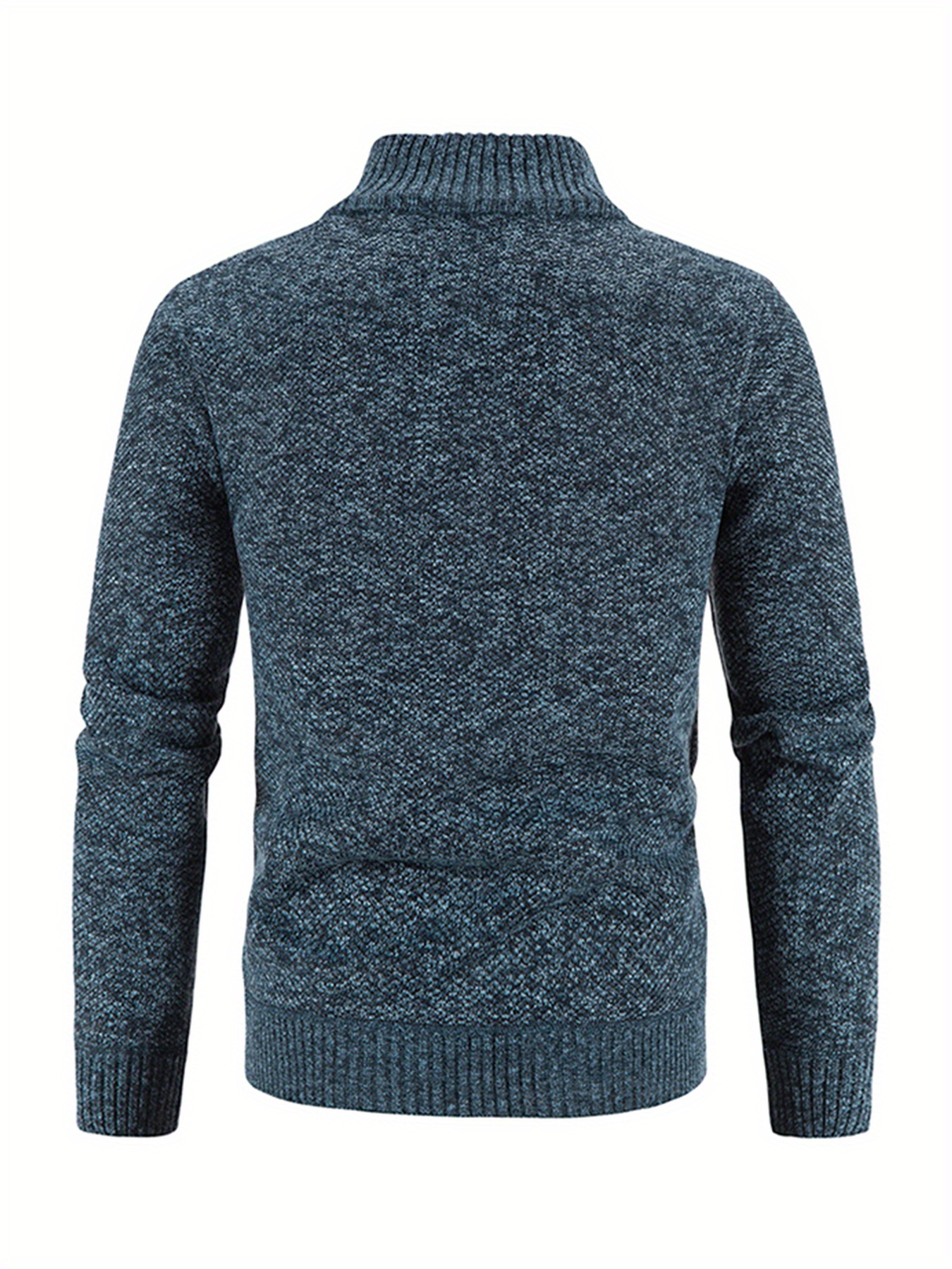 mens full zip up casual cardigan patchwork thermal regular fit knit sweater details 9