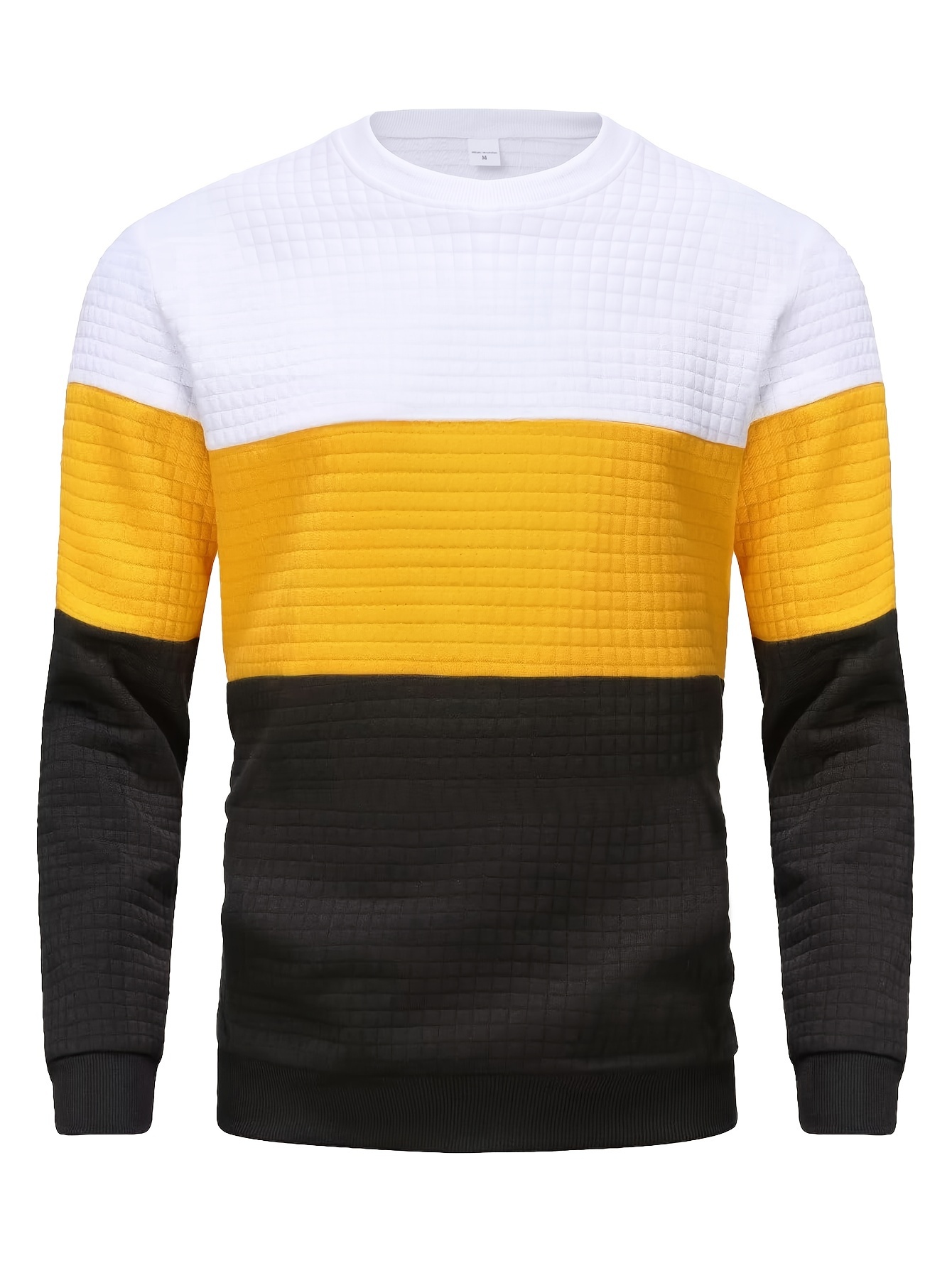 all match knitted waffle pattern sweater mens color block casual warm slightly stretch crew neck pullover sweater for men fall winter details 33