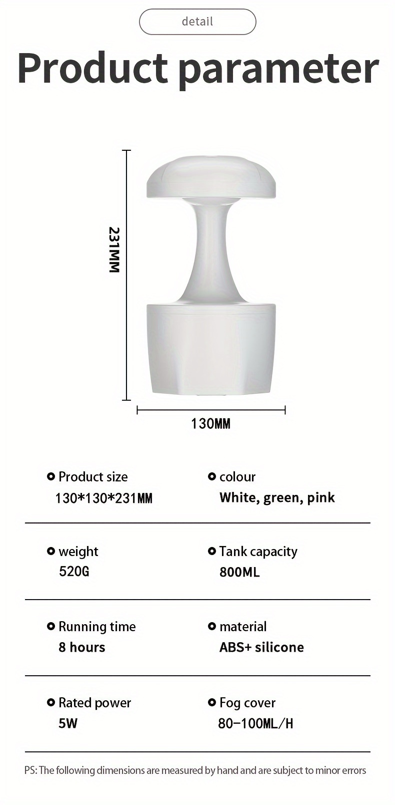 humidifiers for bedroom anti gravity humidifier cool mist desktop humidifier auto shutdown power off protection baby humidifier with night light rain cloud silent humidifier for bedroom baby nursery bathroom living room details 11