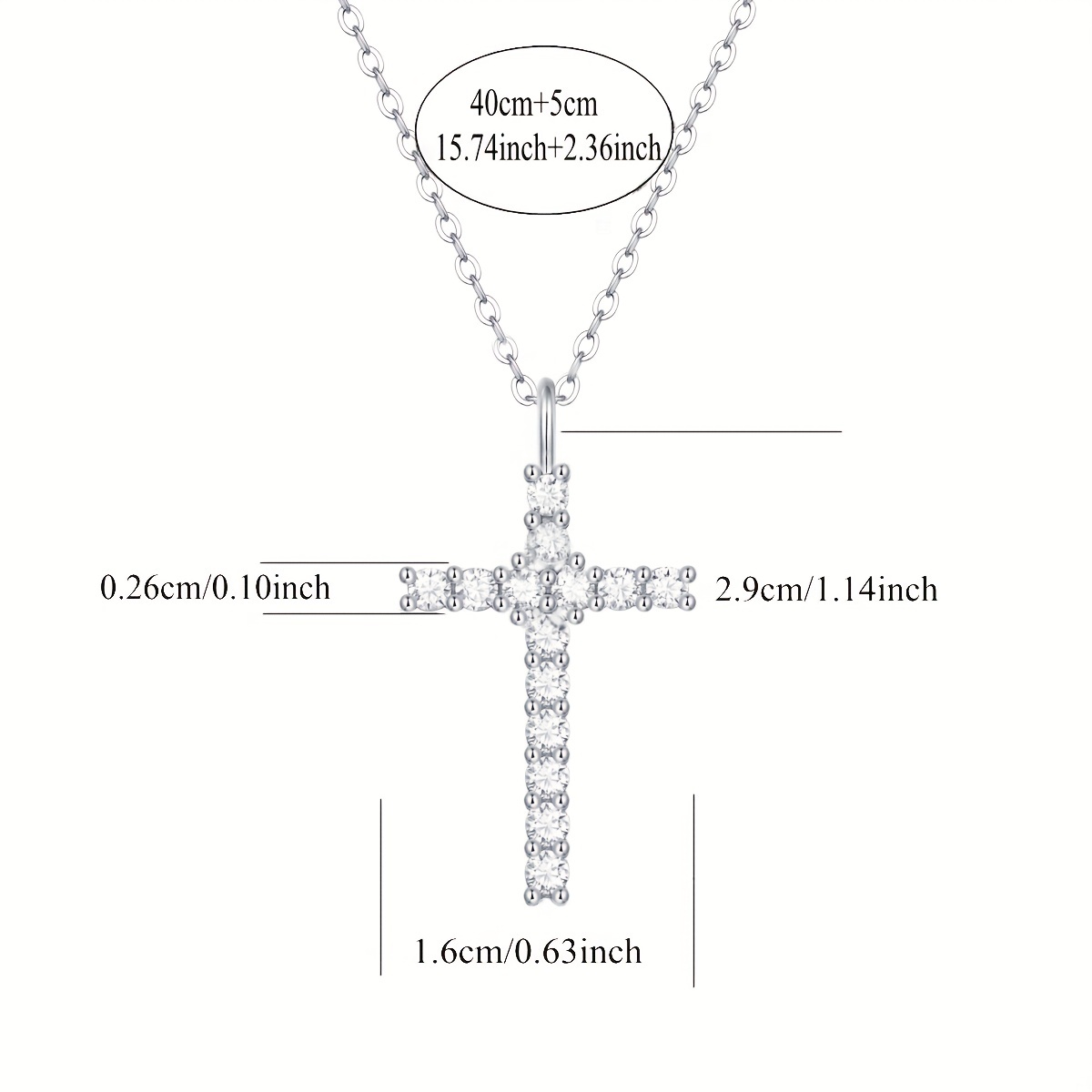 ladies necklace 925 sterling silver plated 18k plated moissanite necklace cross pendant necklace details 4
