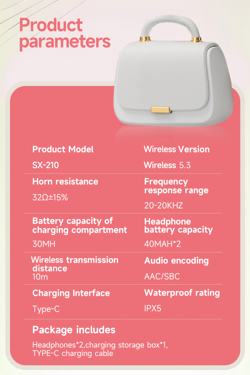 unique handbag small and cute to carry around enc voice noise canceling wireless headphones details 10