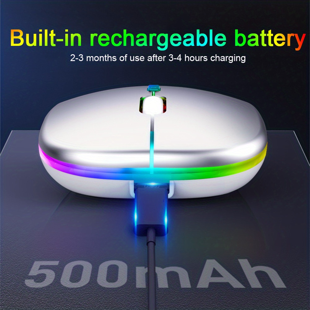 rechargeable wireless mouse computer mouse ergonomic usb mouse silent mouse with backlight rgb mice for laptop pc details 1