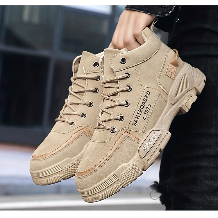 mens sturdy work boots lace up boots comfortable and breathable shoes sneakers details 0