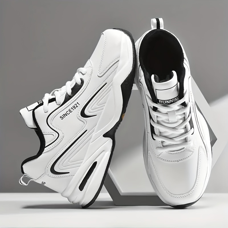 mens chunky lace up sneakers athletic shoes shock absorbing and breathable details 2