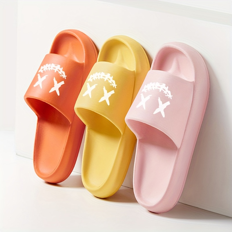 mens smiling face pillow slides casual non slip slippers open toe shoes for indoor outdoor beach shower spring and summer details 1
