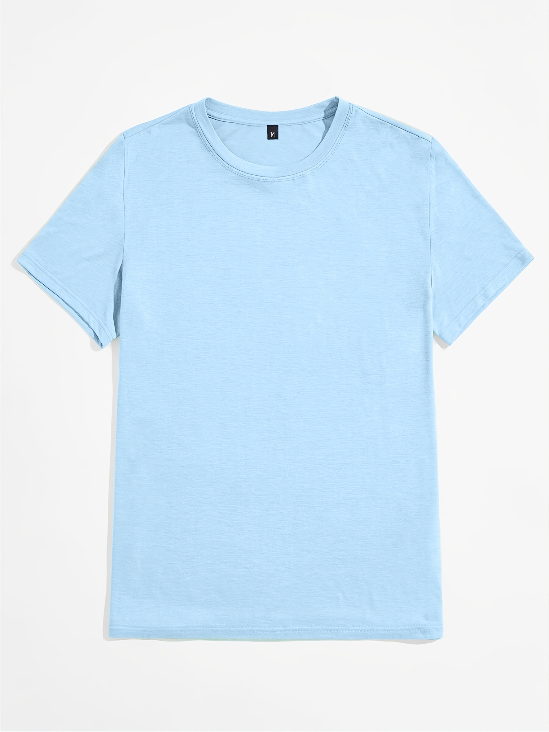 casual solid color mens short sleeve round neck daily t shirt for summer tops as gifts details 18