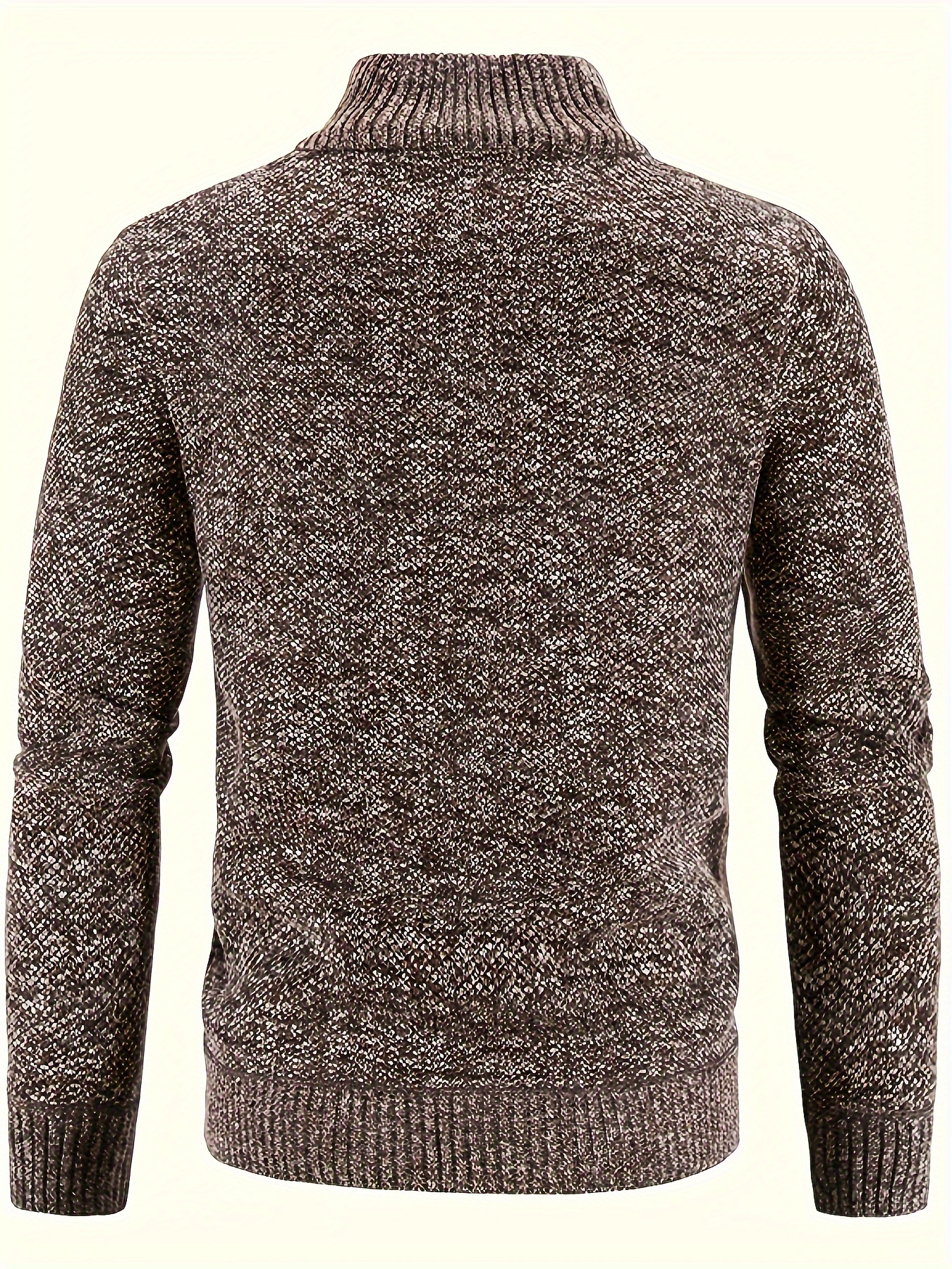 warm stand collar jacket mens casual comfortable zip up zipper pockets knitted cardigan for fall winter details 1