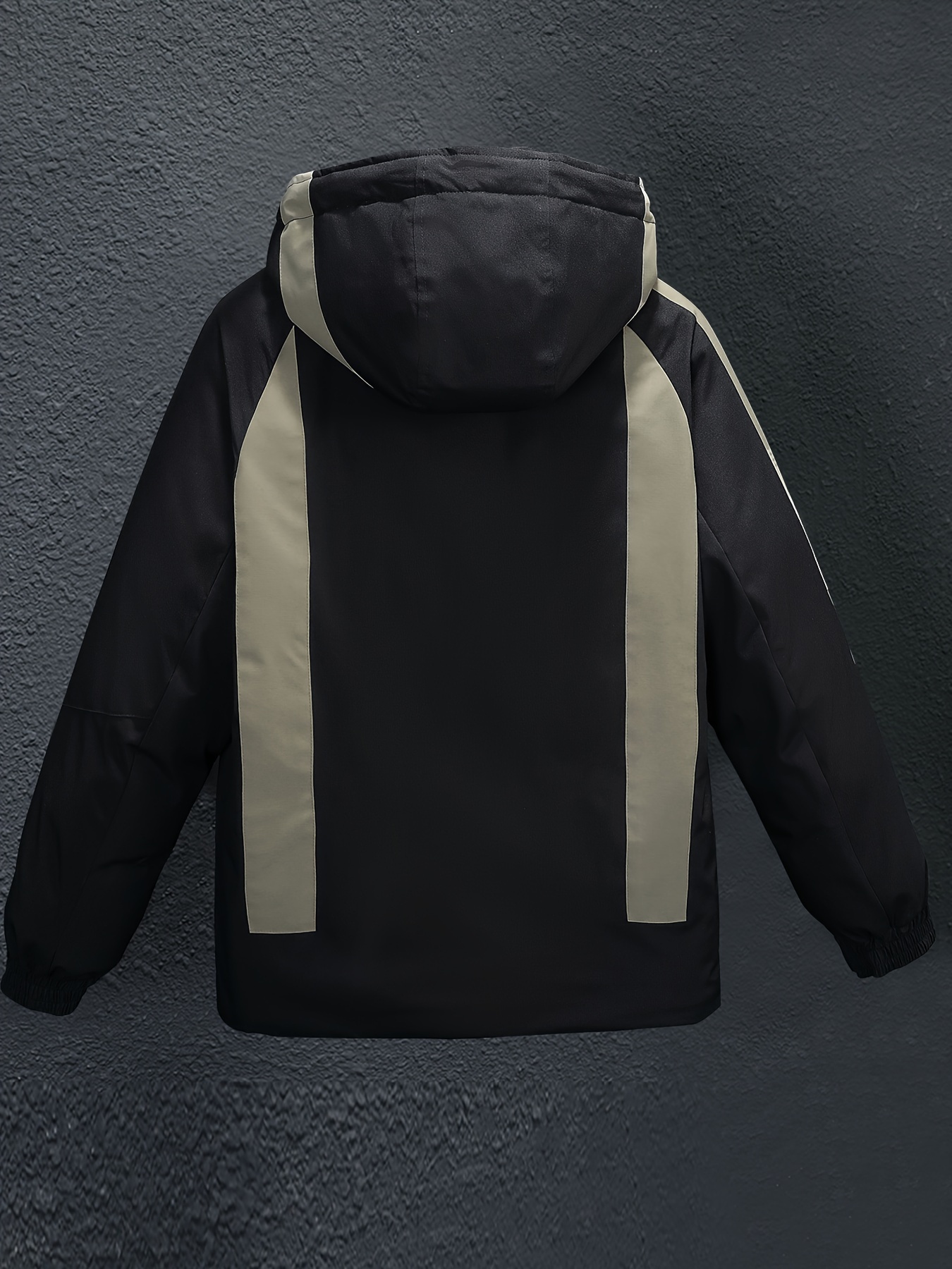 mens casual padded jacket trendy warm thick hooded windbreaker jacket for fall winter mens parka details 1